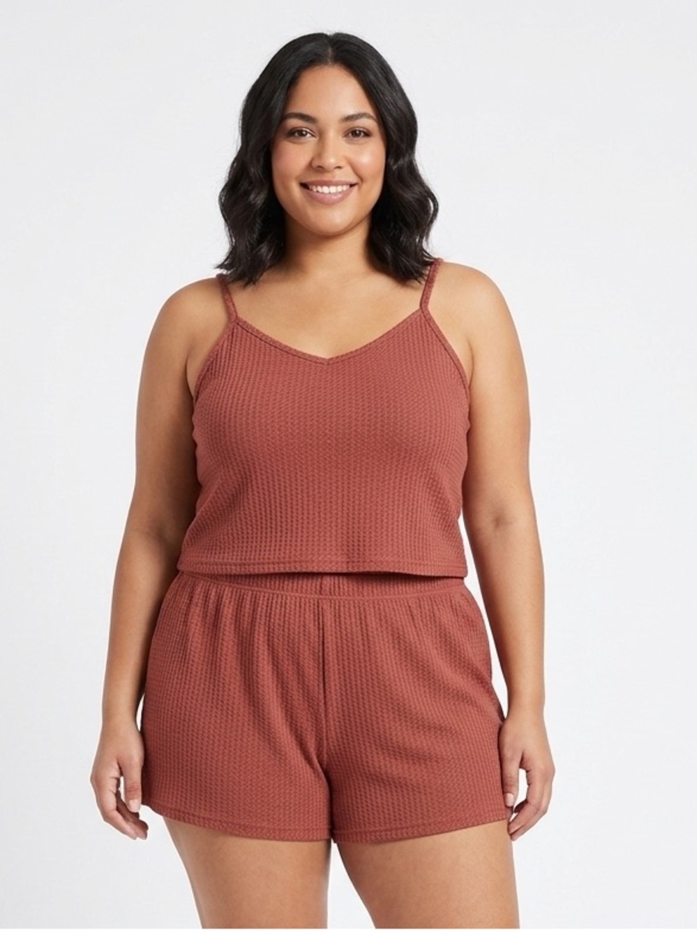 NEW Waffle Knit Cami Tank Top & Shorts Sleep Set Summer Loungewear Plus Sz 2X